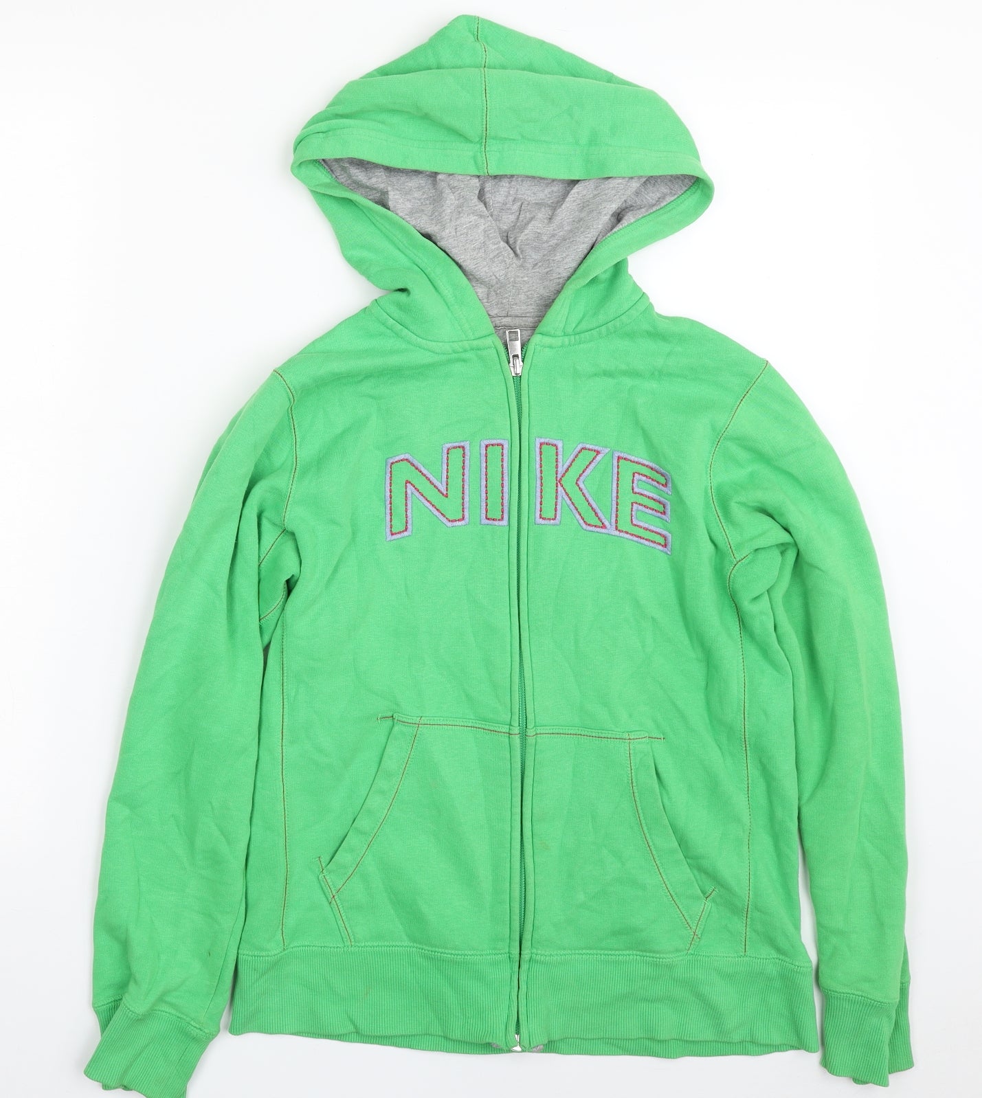 Nike Girls Green  Cotton Full Zip Hoodie Size 12-13 Years  Zip