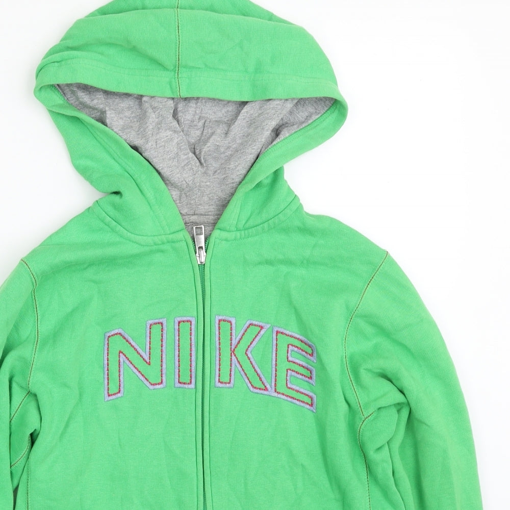 Nike Girls Green  Cotton Full Zip Hoodie Size 12-13 Years  Zip