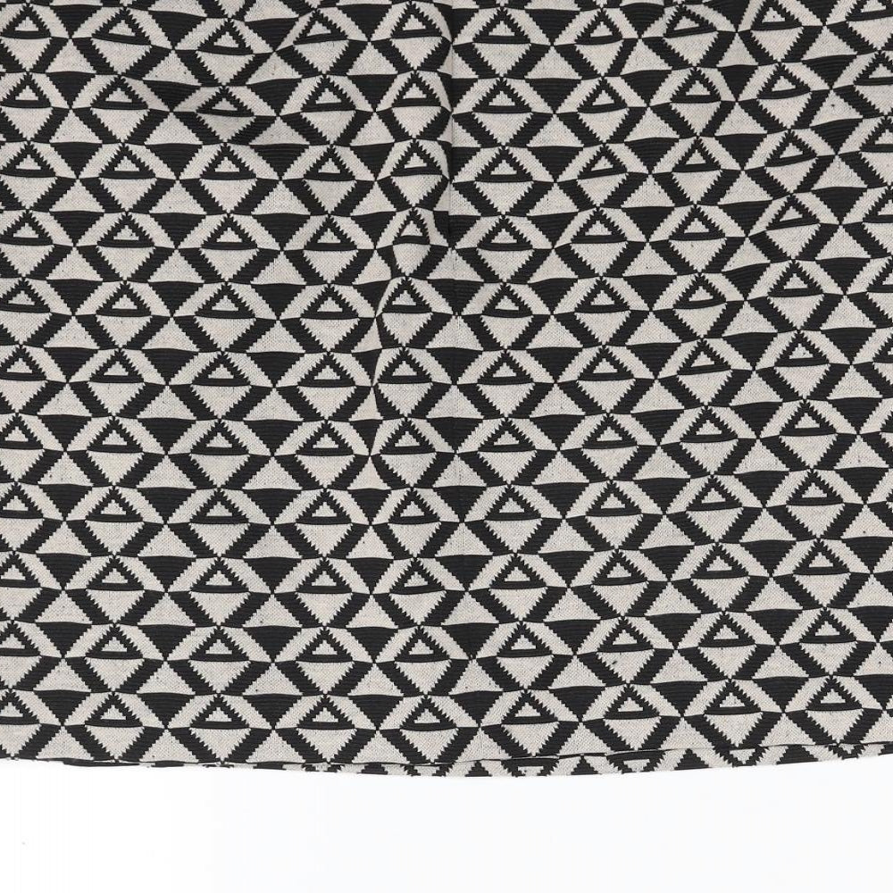 Wallis Womens Black Geometric Polyester A-Line Skirt Size 10   Zip