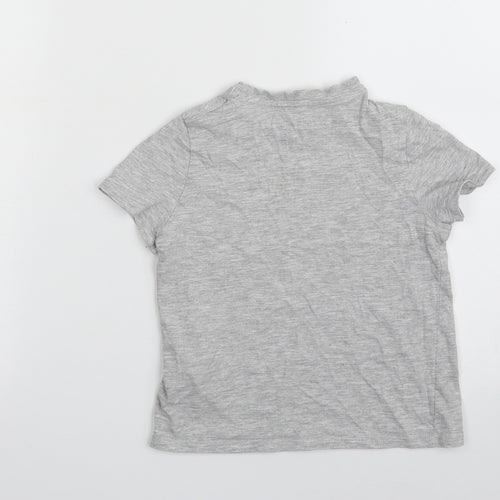 Marks and Spencer Girls Grey  Cotton Pullover T-Shirt Size 6-7 Years Crew Neck Pullover