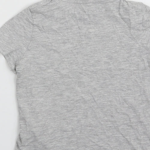 Marks and Spencer Girls Grey  Cotton Pullover T-Shirt Size 6-7 Years Crew Neck Pullover