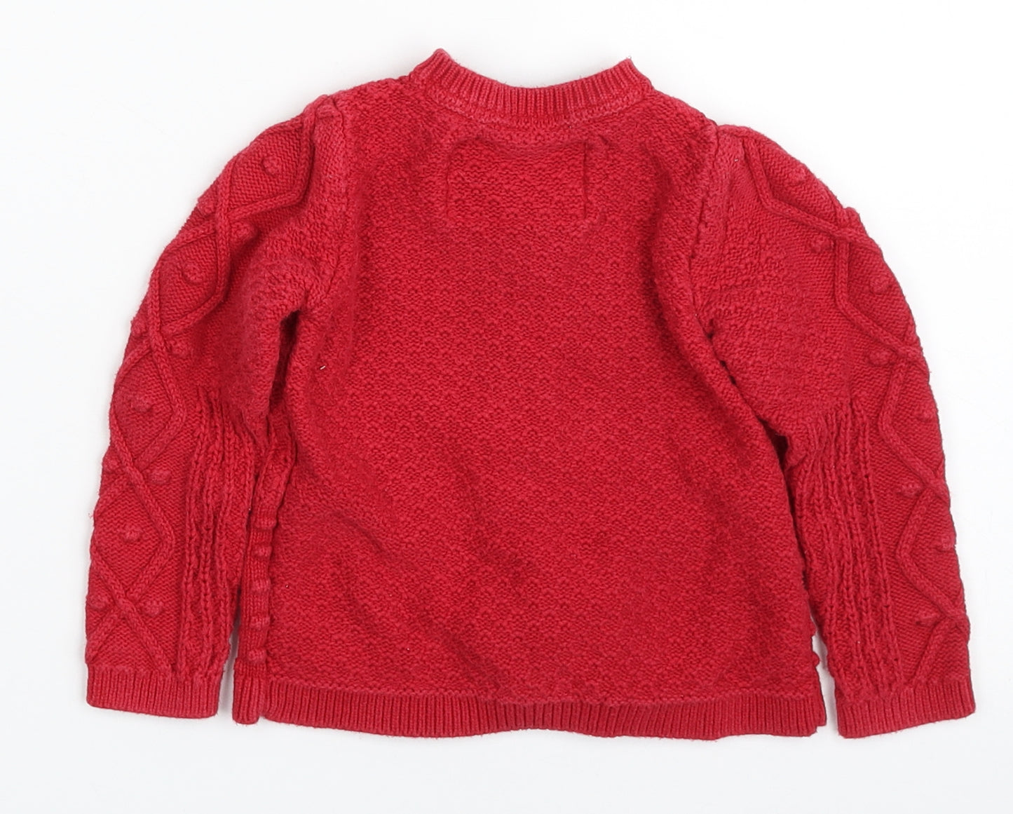 TU Girls Red  100% Cotton Cardigan Jumper Size 9-12 Months  Button