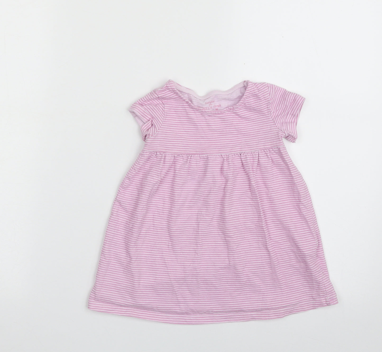F&F Girls Purple Striped 100% Cotton T-Shirt Dress  Size 12-18 Months  Crew Neck Pullover