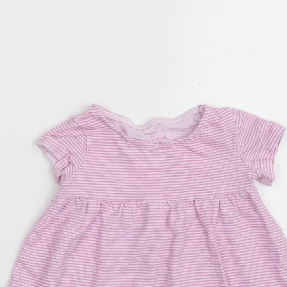 F&F Girls Purple Striped 100% Cotton T-Shirt Dress  Size 12-18 Months  Crew Neck Pullover