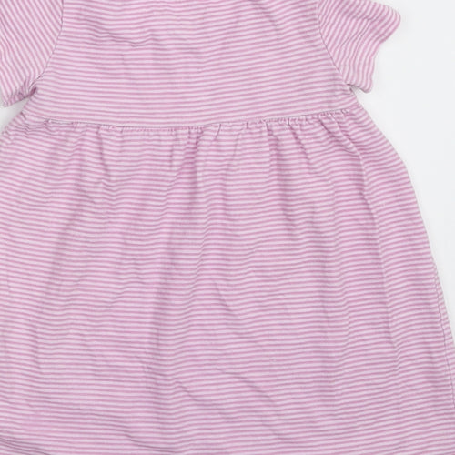 F&F Girls Purple Striped 100% Cotton T-Shirt Dress  Size 12-18 Months  Crew Neck Pullover