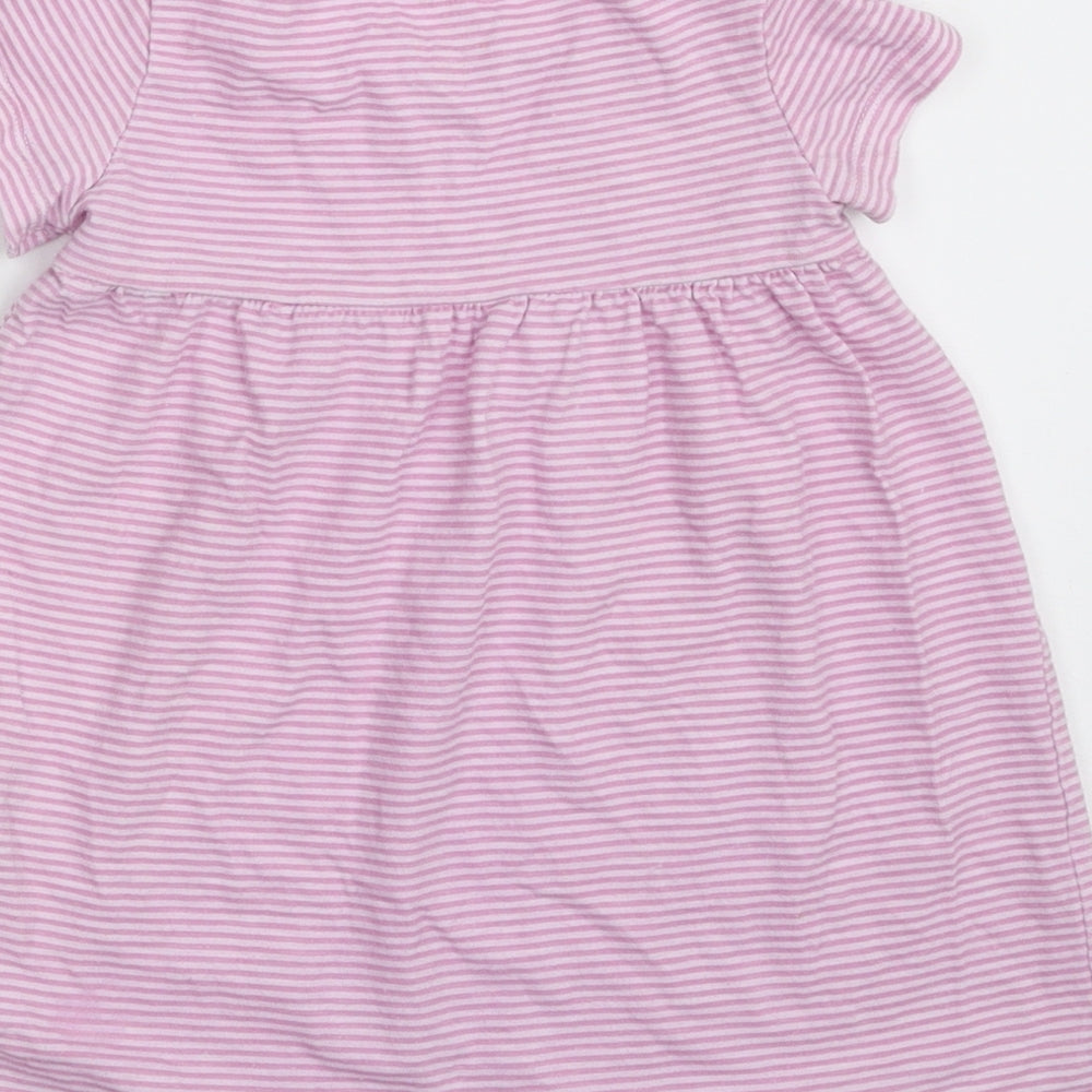 F&F Girls Purple Striped 100% Cotton T-Shirt Dress  Size 12-18 Months  Crew Neck Pullover
