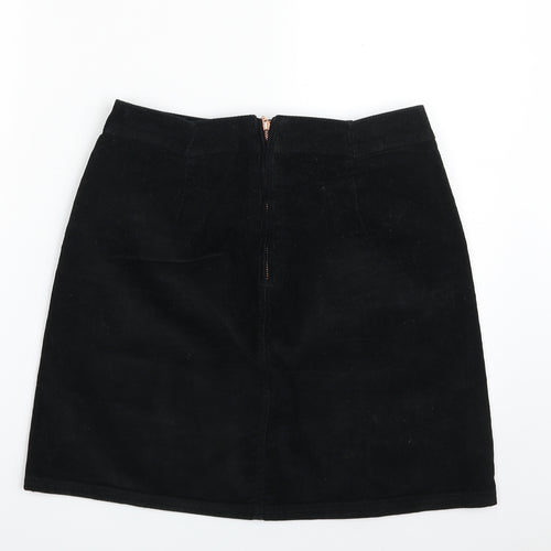 F&F Womens Black  Cotton A-Line Skirt Size 10   Zip