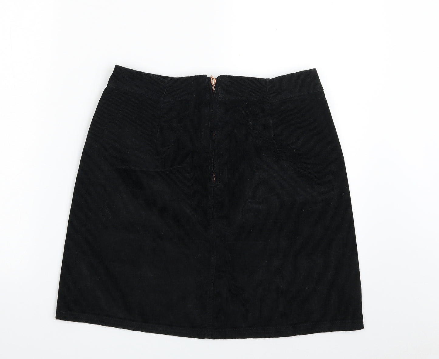 F&F Womens Black  Cotton A-Line Skirt Size 10   Zip