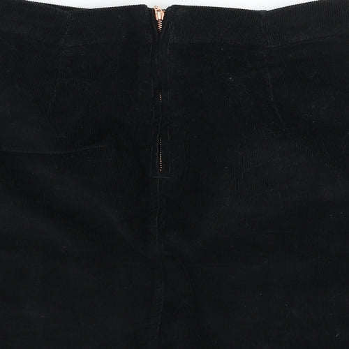 F&F Womens Black  Cotton A-Line Skirt Size 10   Zip