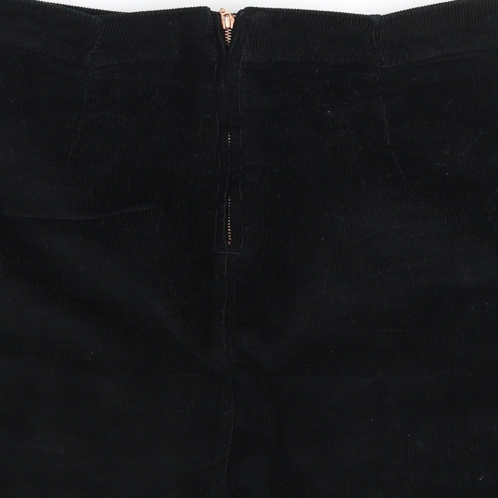 F&F Womens Black  Cotton A-Line Skirt Size 10   Zip