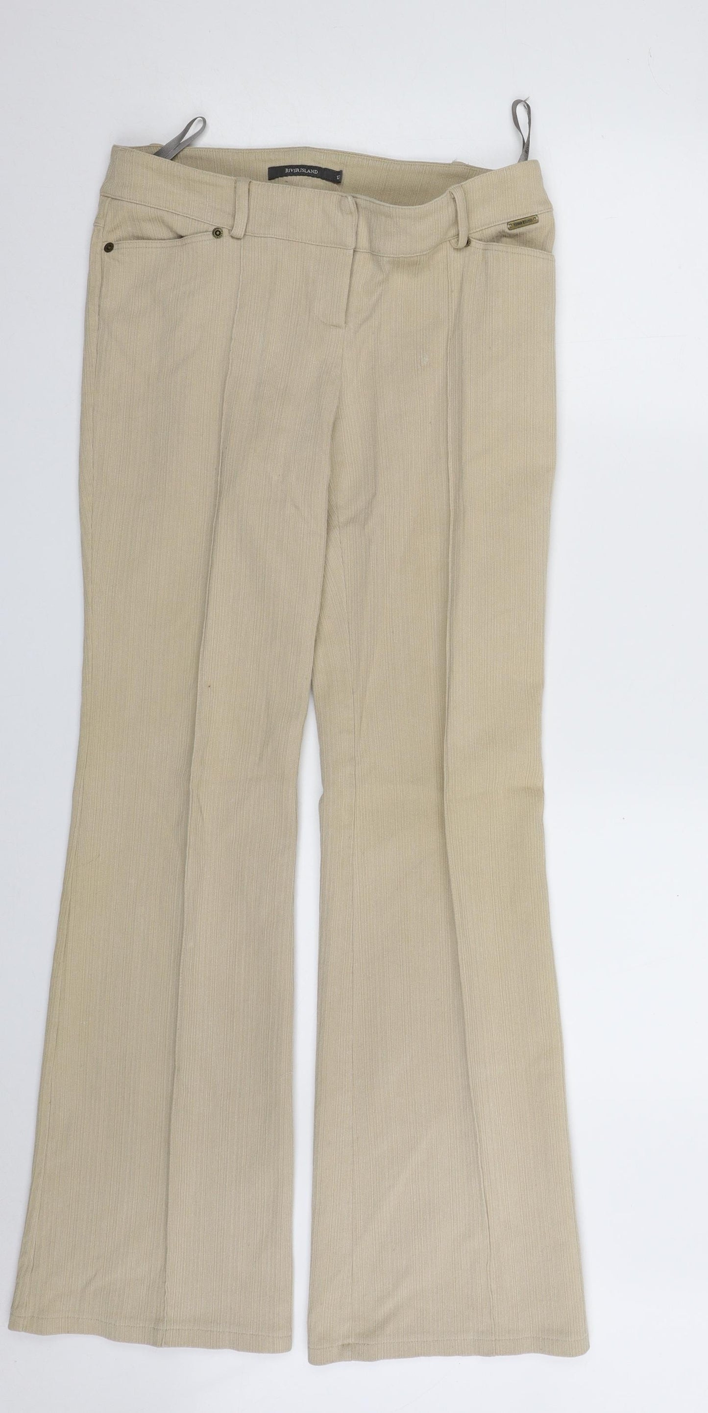 River Island Womens Beige  Coir Bootcut Jeans Size 12 L29 in Regular Zip