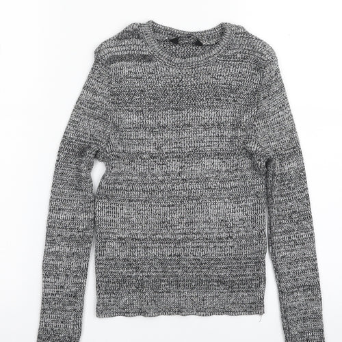 New Look Girls Grey Crew Neck  Acrylic Pullover Jumper Size 12 Years  Pullover