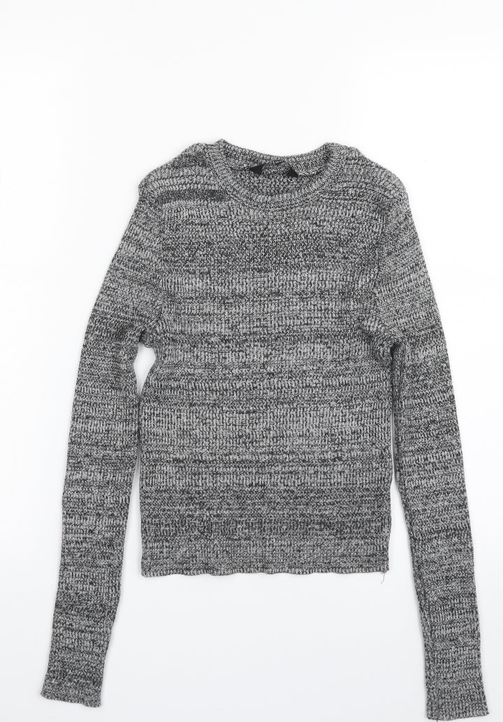 New Look Girls Grey Crew Neck  Acrylic Pullover Jumper Size 12 Years  Pullover