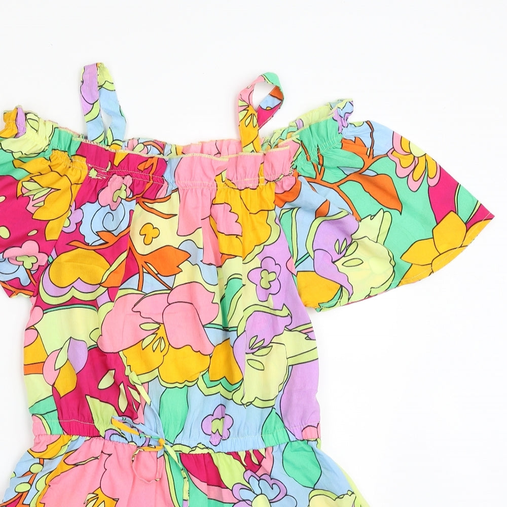 Pep&Co  Girls Multicoloured Floral 100% Polyester Shift  Size 12-13 Years  Off the Shoulder Pullover