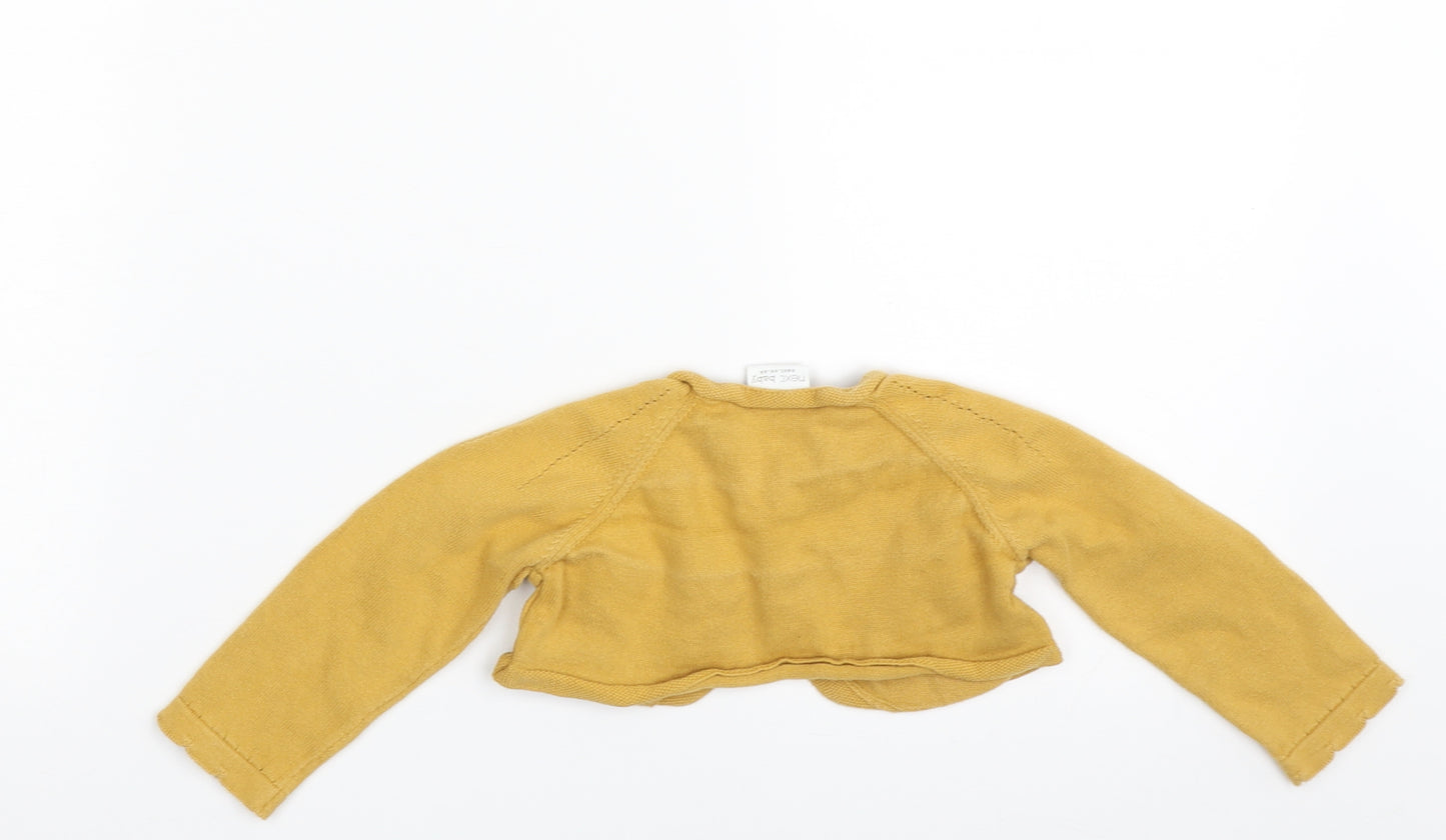 NEXT Girls Yellow  100% Cotton Shrug Jumper Size 12-18 Months  Button