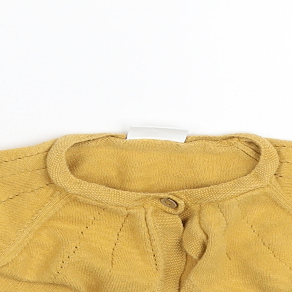NEXT Girls Yellow  100% Cotton Shrug Jumper Size 12-18 Months  Button