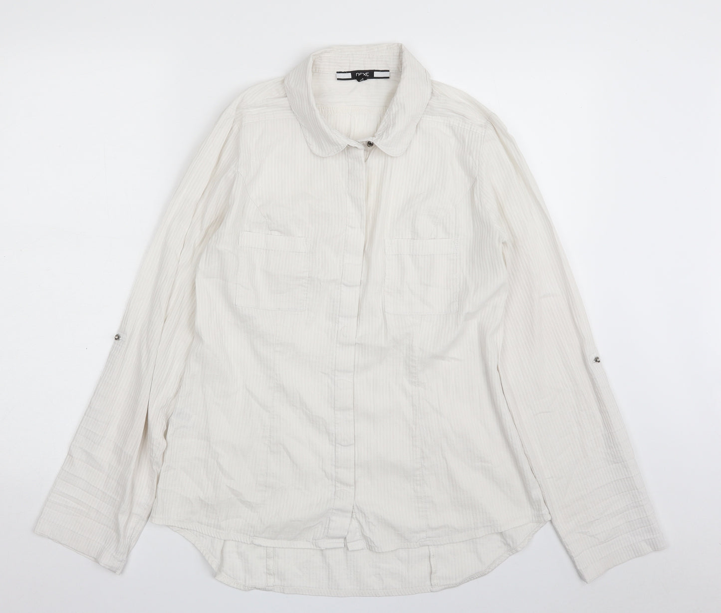 NEXT Womens White  Cotton Basic Button-Up Size 14 Collared
