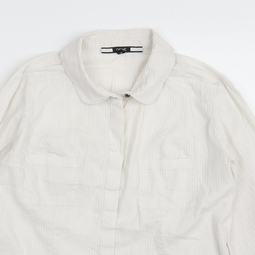 NEXT Womens White  Cotton Basic Button-Up Size 14 Collared