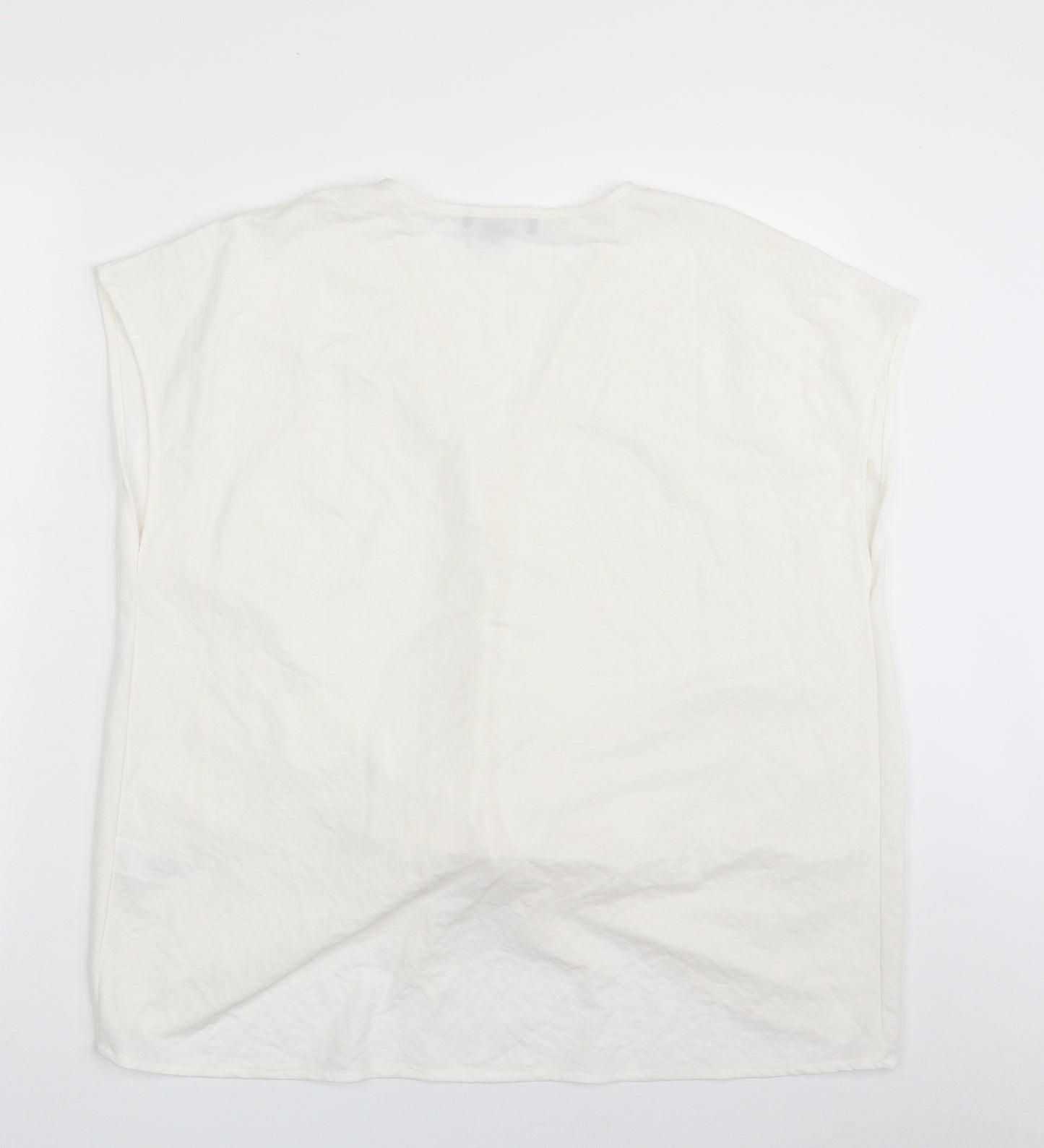 Primark Womens White  Viscose Basic Blouse Size 10 V-Neck - Tie