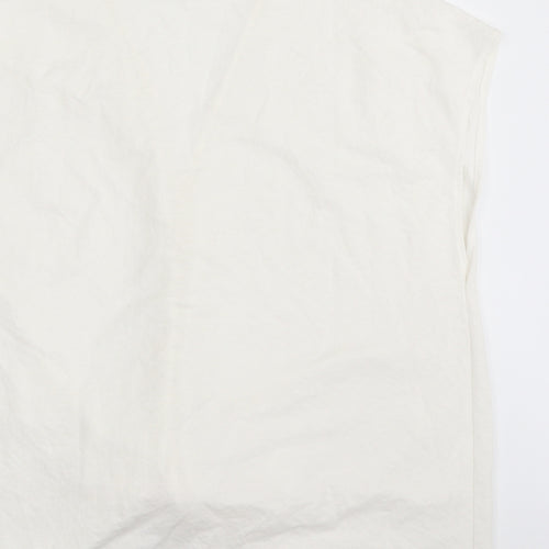 Primark Womens White  Viscose Basic Blouse Size 10 V-Neck - Tie