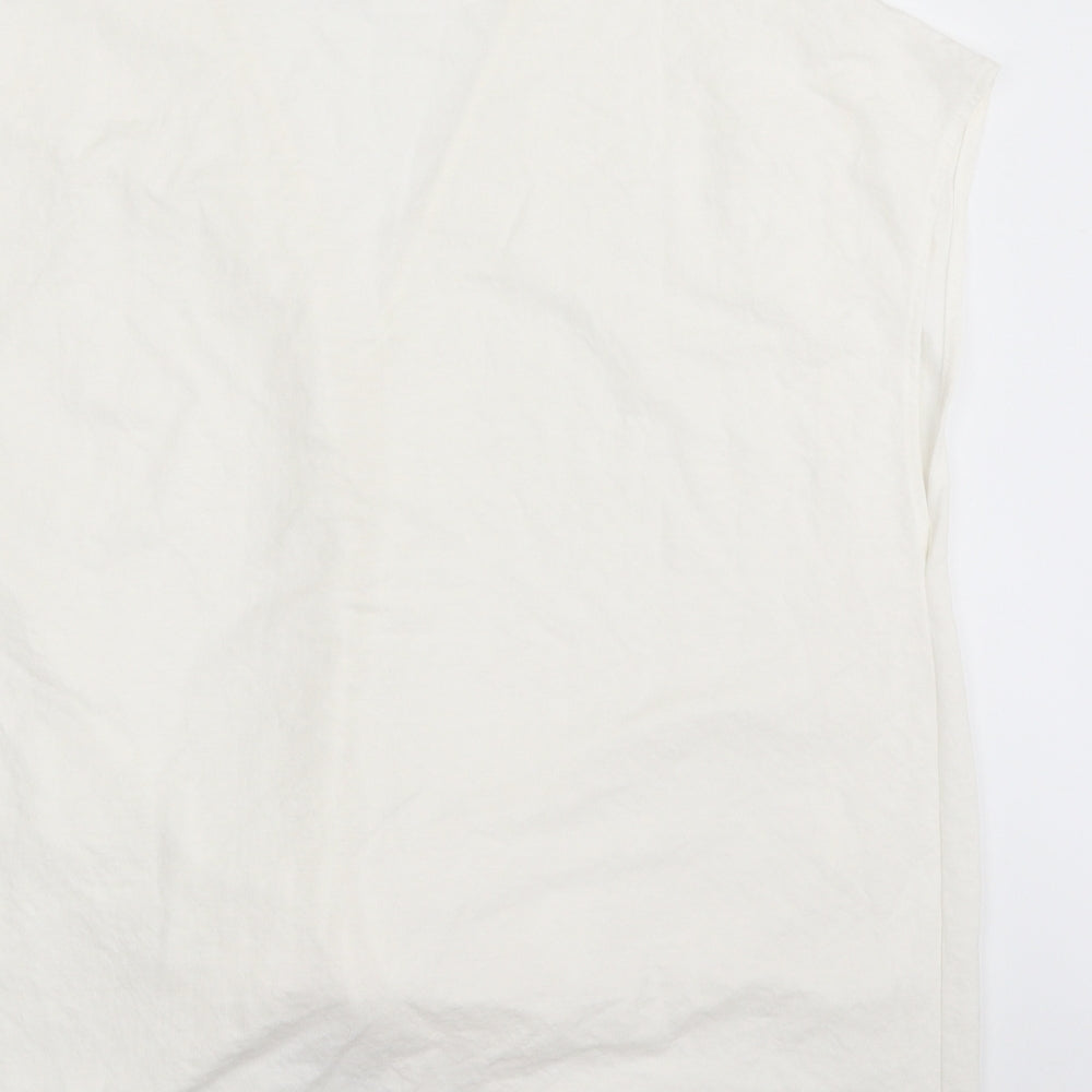 Primark Womens White  Viscose Basic Blouse Size 10 V-Neck - Tie