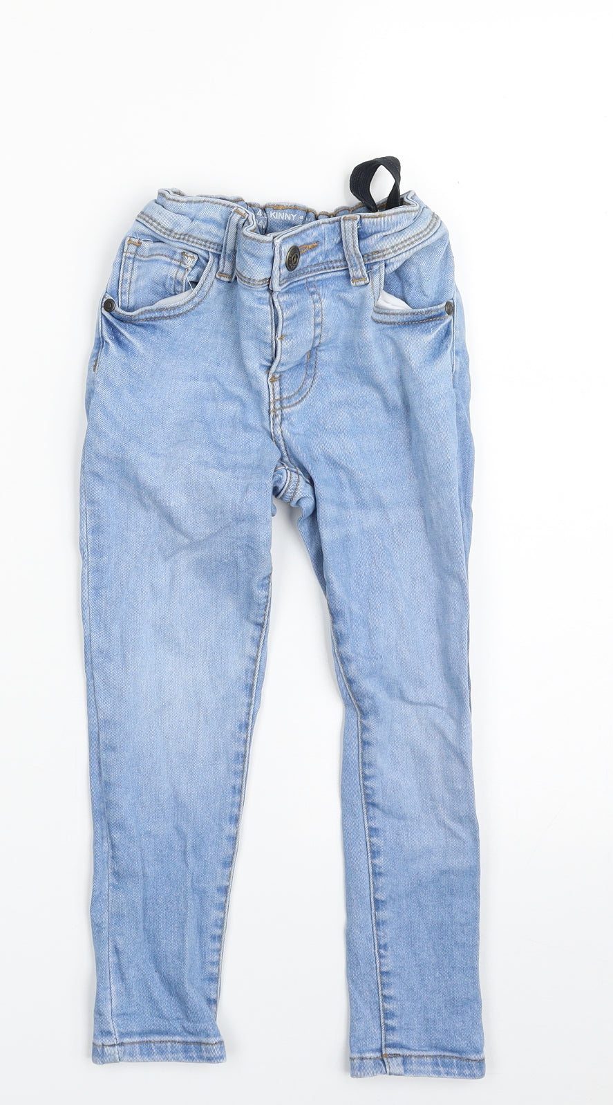 Denim & Co. Boys Blue  Cotton Skinny Jeans Size 3-4 Years  Slim Snap