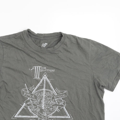 Harry Potter Mens Grey  Cotton  T-Shirt Size M Crew Neck  - Harry Potter