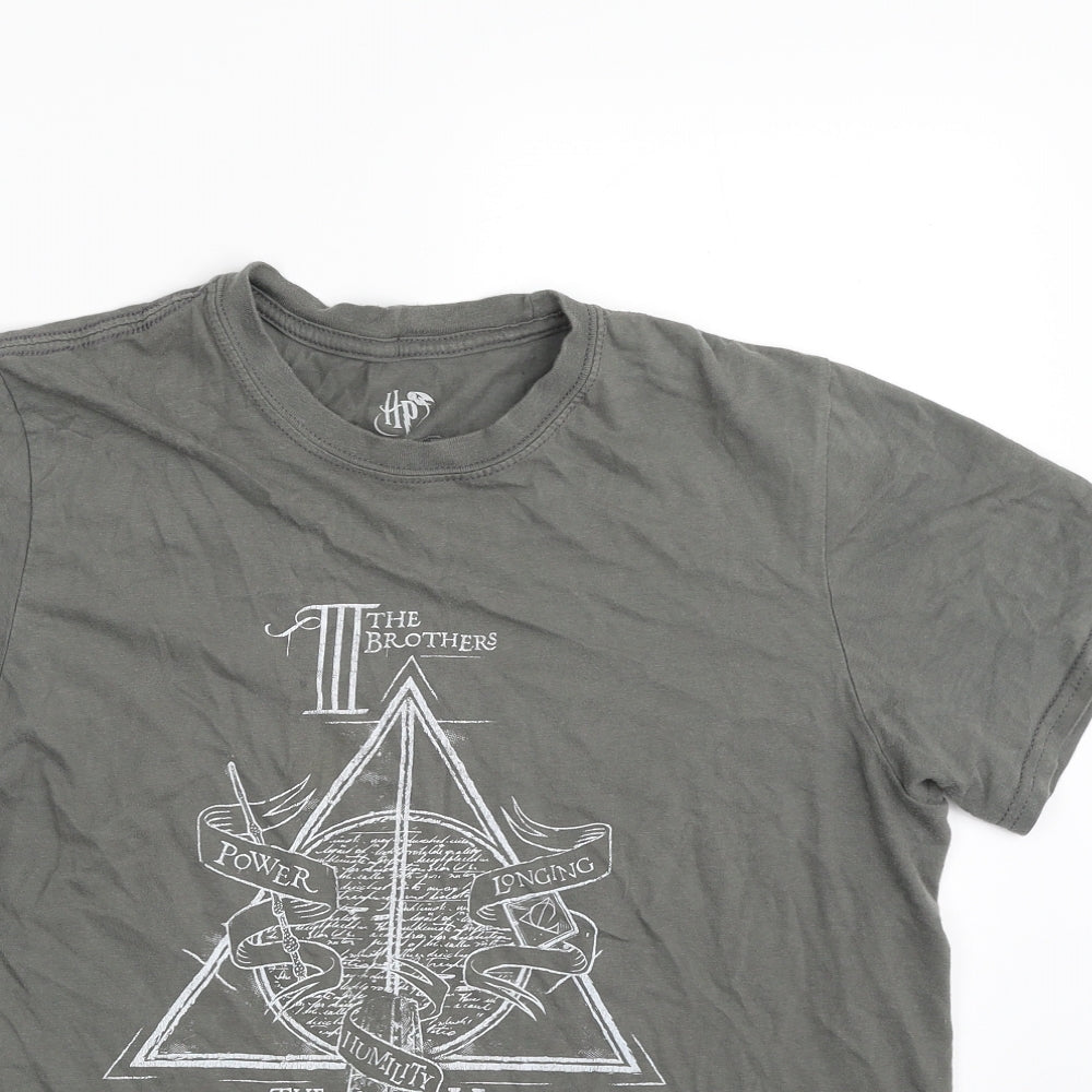 Harry Potter Mens Grey  Cotton  T-Shirt Size M Crew Neck  - Harry Potter