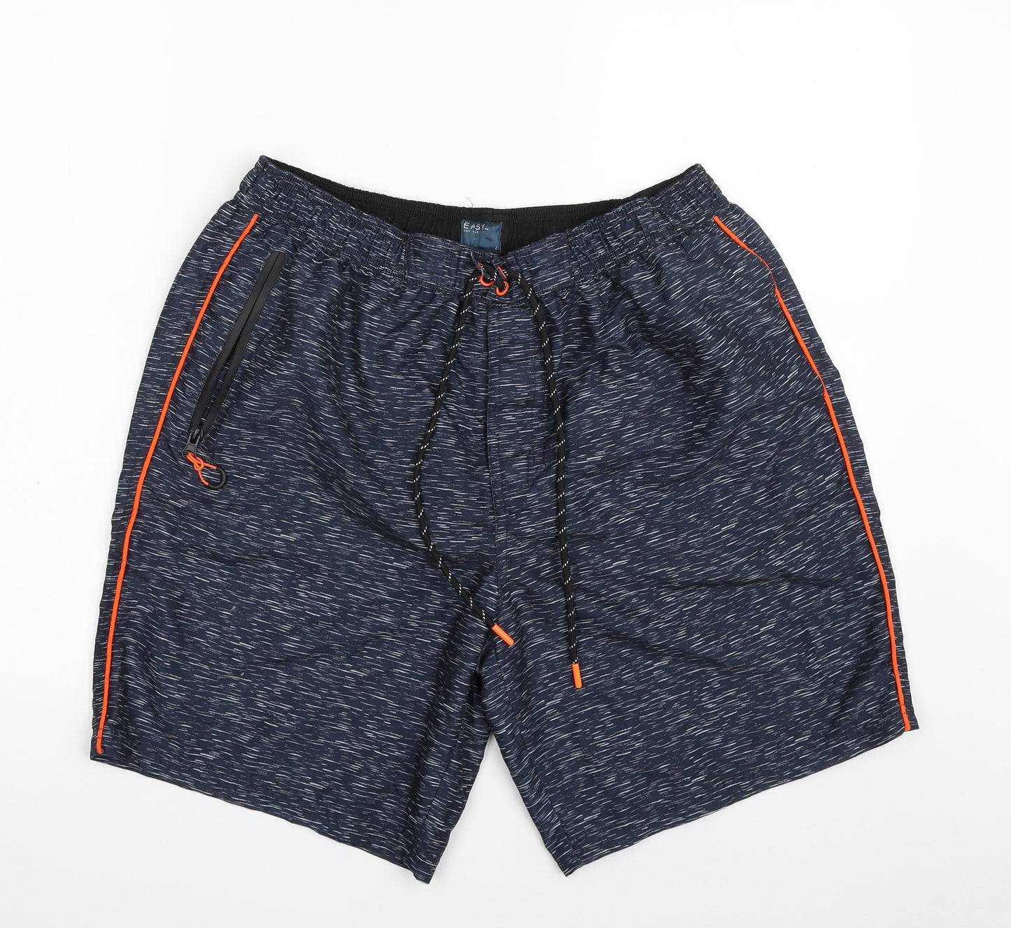 Easy Mens Blue Geometric Polyester Sweat Shorts Size L L8 in Regular