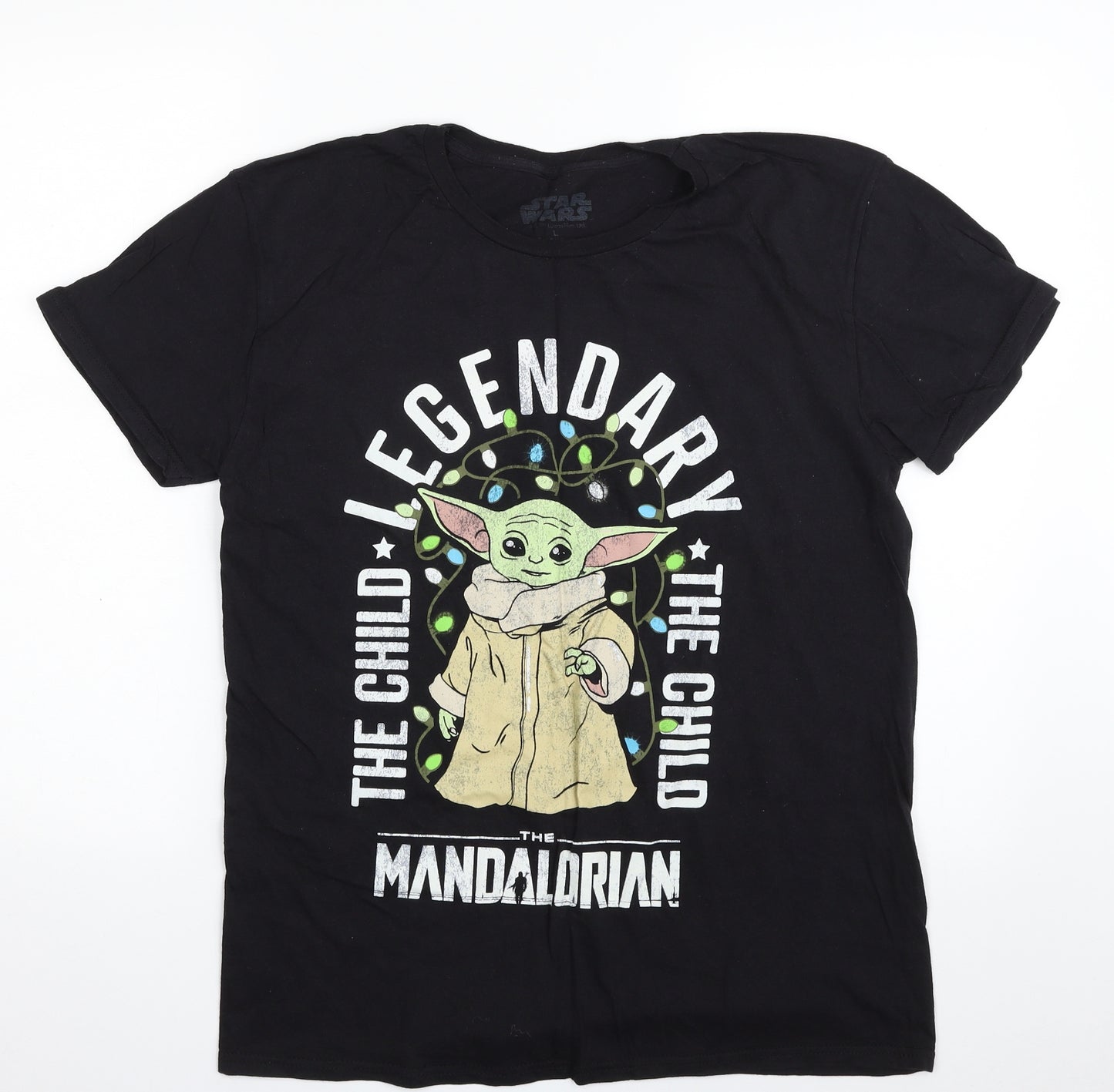 Star Wars Mens Black  Cotton  T-Shirt Size L Crew Neck  - The Mandalorian- Legendary Child