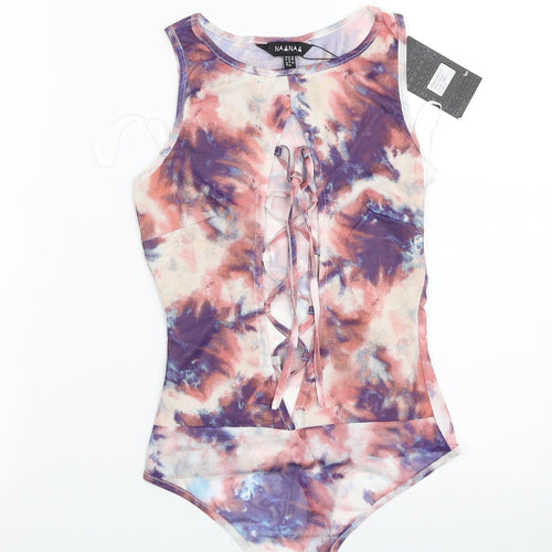 NAANAA  Womens Purple Ombré Polyester Bodysuit One-Piece Size 6  Drawstring - Item Length -28in