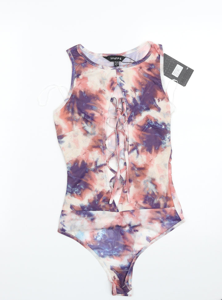 NAANAA Womens Purple Ombré Polyester Bodysuit One-Piece Size 6 Drawstring - Item Length -28in