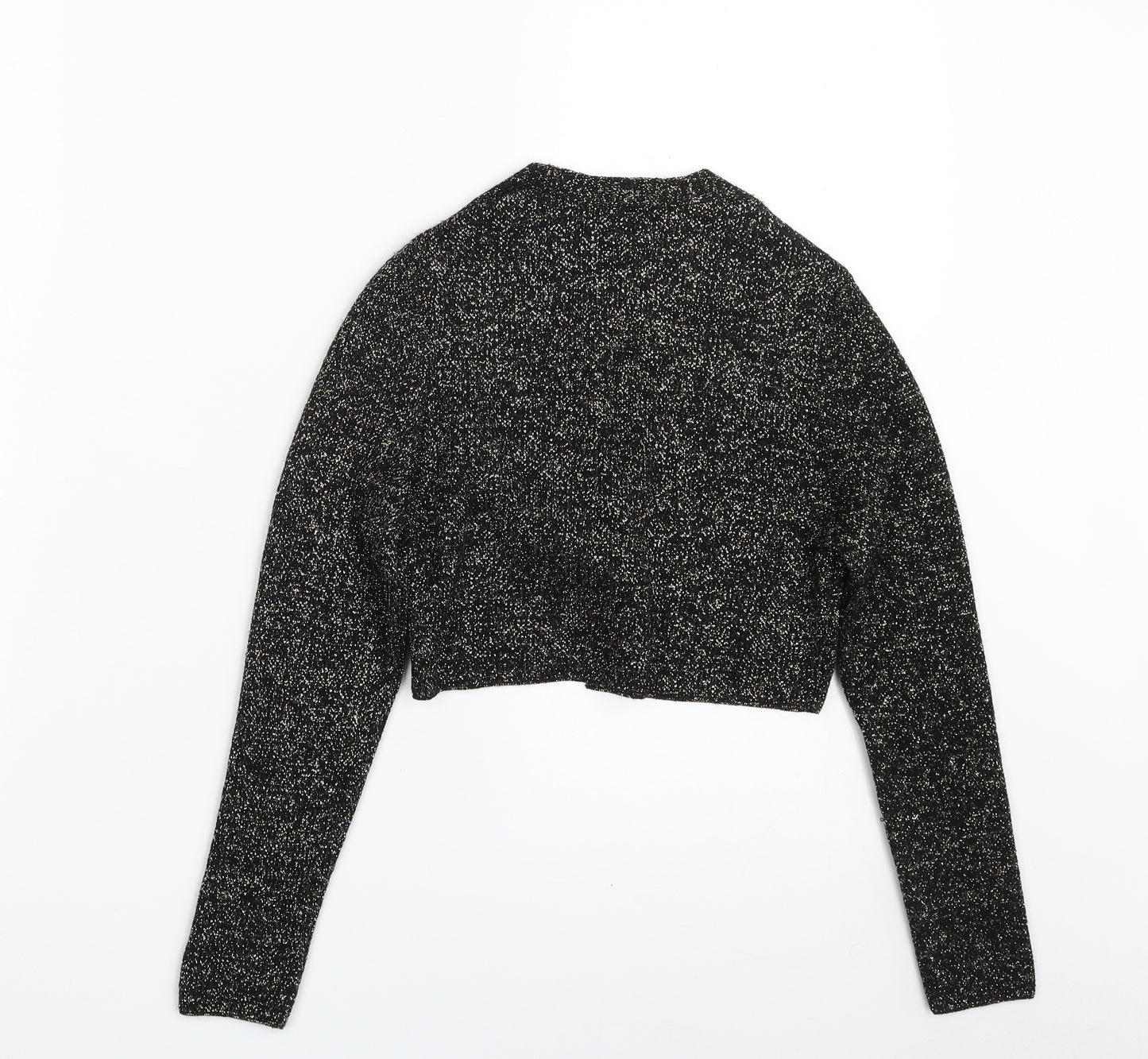 George Girls Black V-Neck  Acrylic Cardigan Jumper Size 6-7 Years  Tie - Cropped