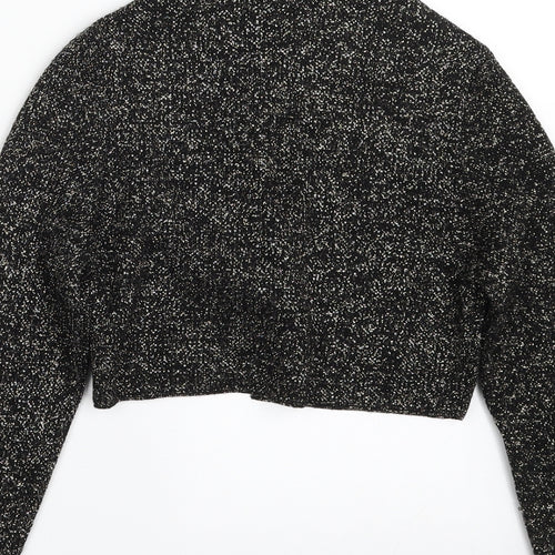George Girls Black V-Neck  Acrylic Cardigan Jumper Size 6-7 Years  Tie - Cropped