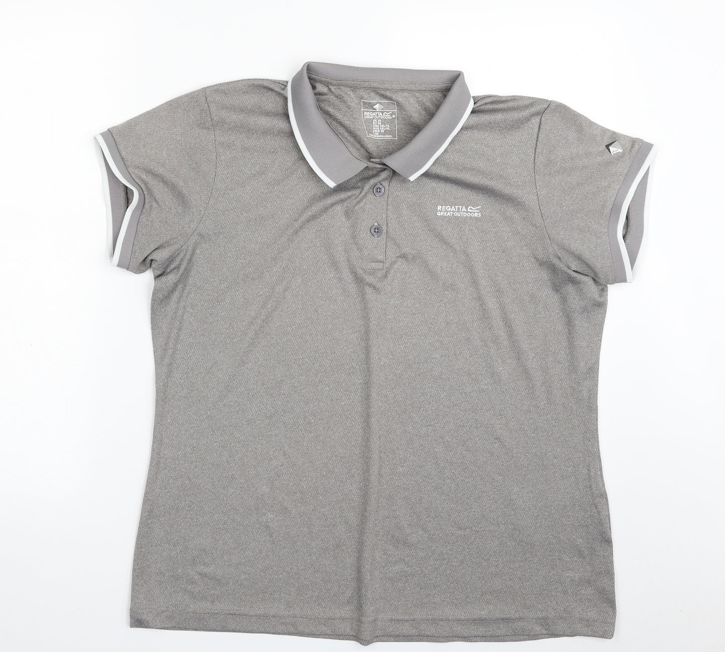 Regatta Womens Grey  100% Polyester Pullover Polo Size 20 Collared Button