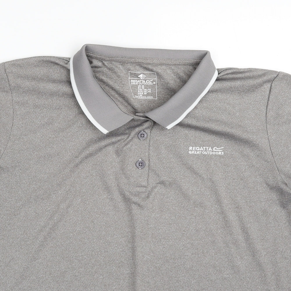 Regatta Womens Grey  100% Polyester Pullover Polo Size 20 Collared Button