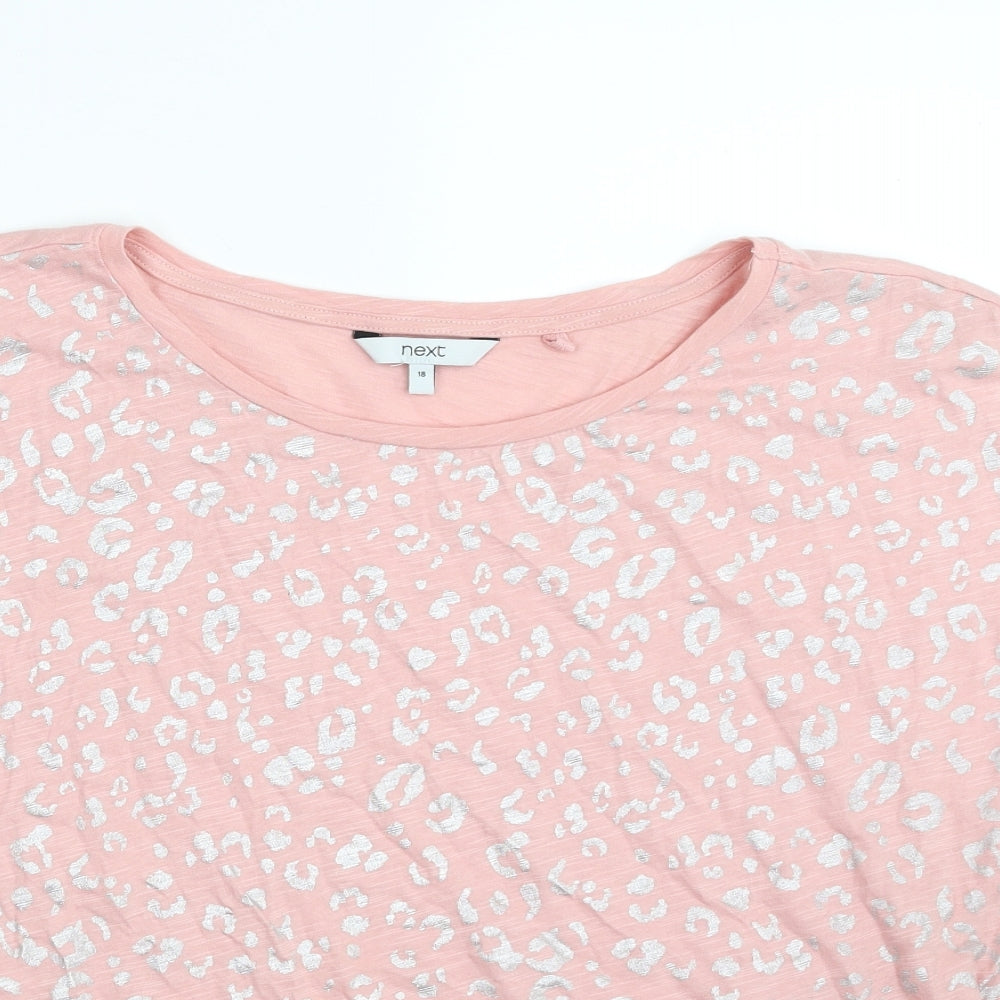 NEXT Womens Pink  100% Cotton Basic T-Shirt Size 18 Boat Neck - Cap Sleeve