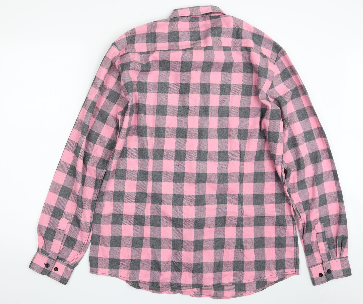 Dioufond Womens Pink Check Cotton Basic Button-Up Size 2XL Collared