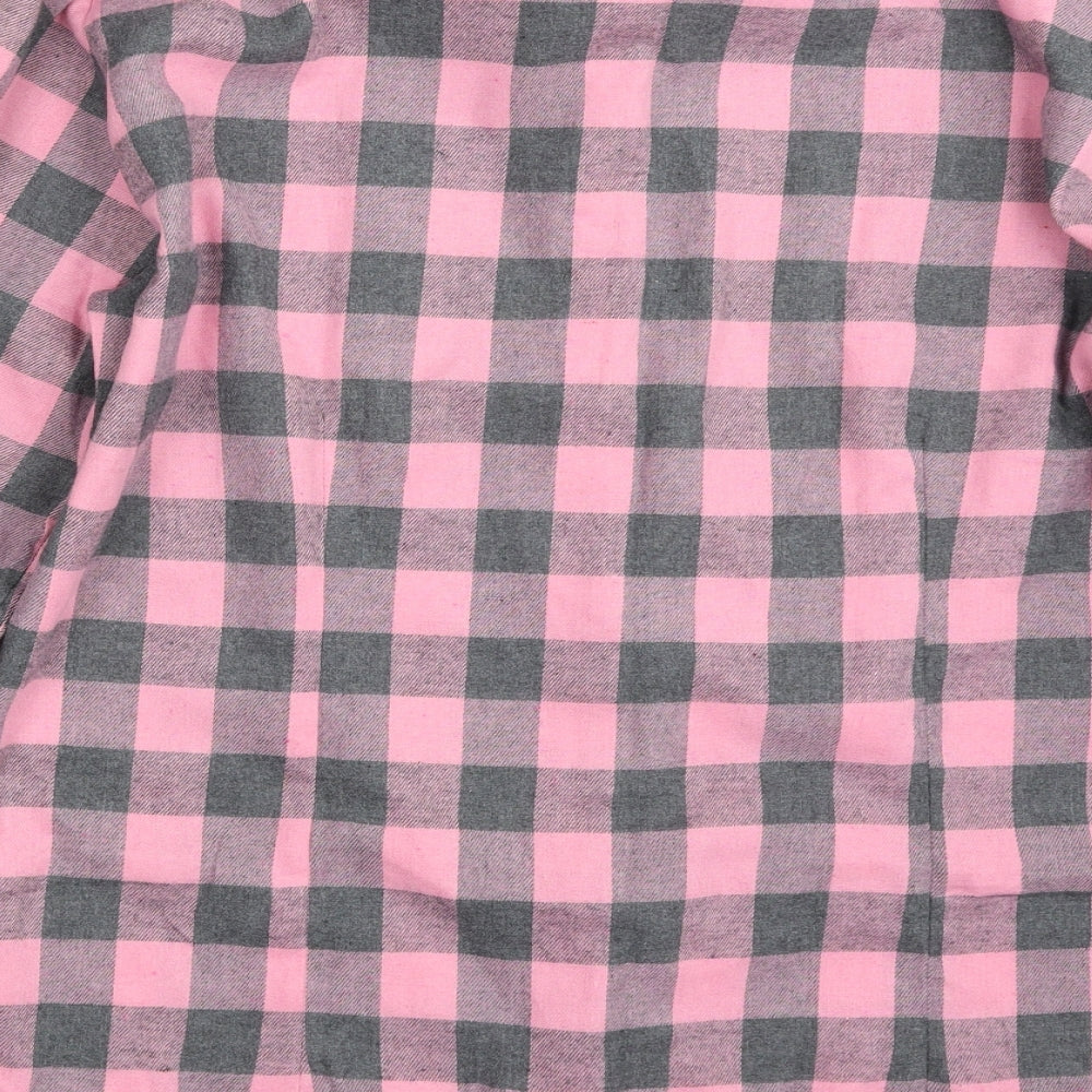 Dioufond Womens Pink Check Cotton Basic Button-Up Size 2XL Collared