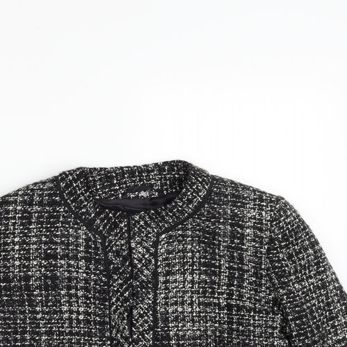 Marks and Spencer Womens Black Geometric  Jacket Blazer Size 12  Hook & Eye