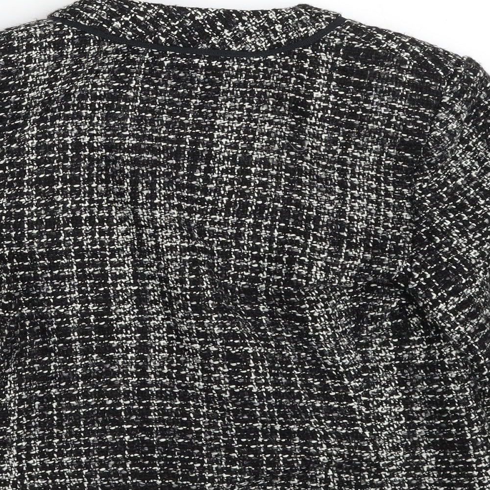 Marks and Spencer Womens Black Geometric  Jacket Blazer Size 12  Hook & Eye