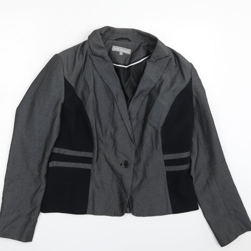 Marks and Spencer Womens Grey Striped  Jacket Blazer Size 16  Button
