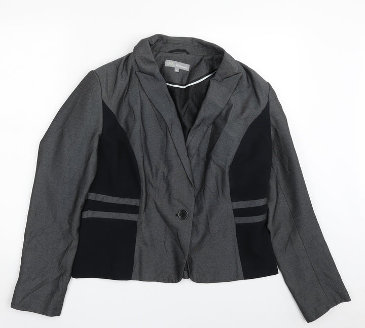 Marks and Spencer Womens Grey Striped Jacket Blazer Size 16 Button