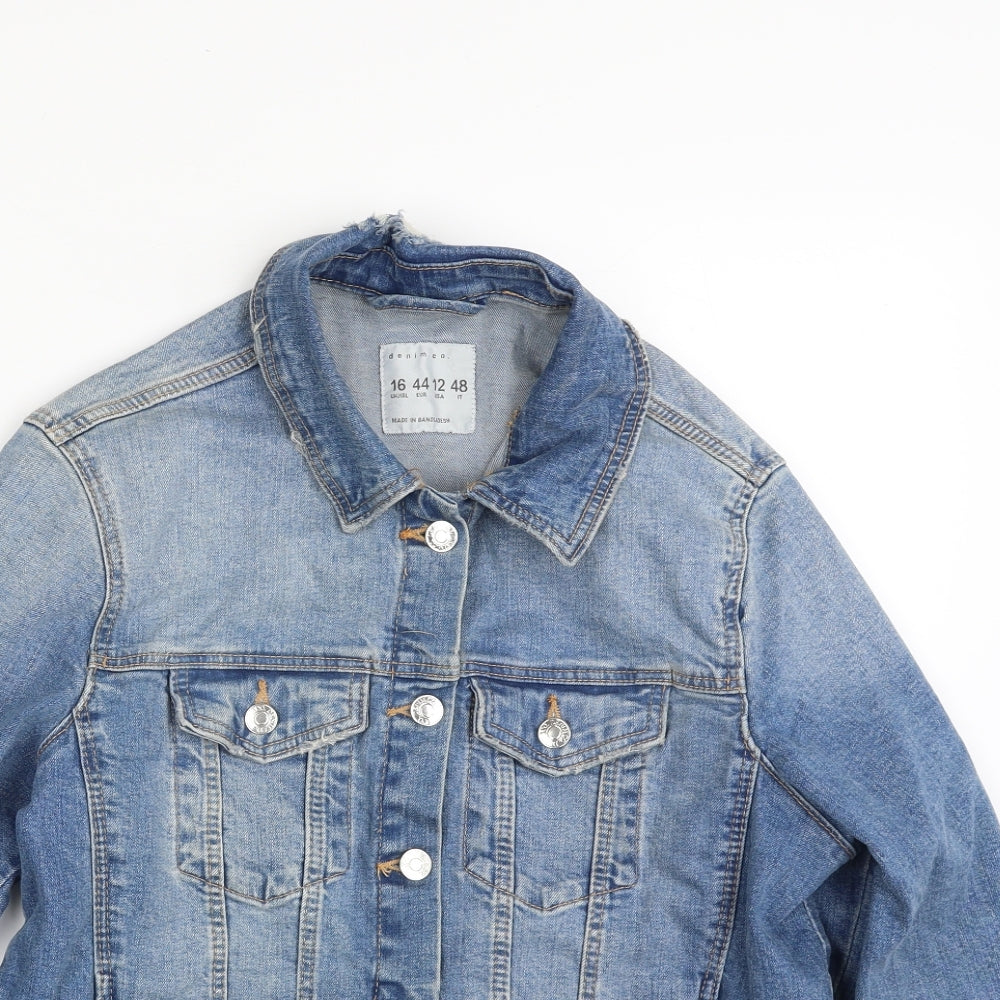 Denim & Co. Womens Blue   Jacket  Size 16  Button - Distressed