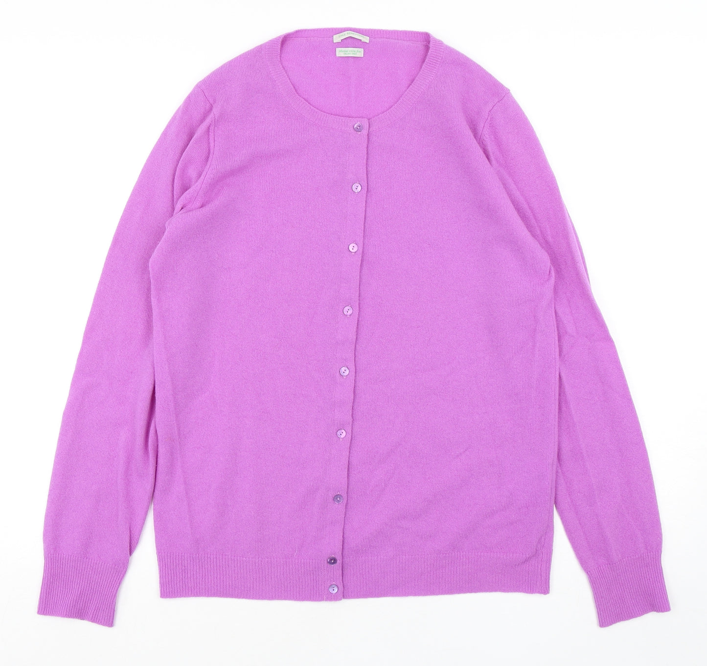 Stile Benetton Womens Purple Round Neck  Wool Cardigan Jumper Size L