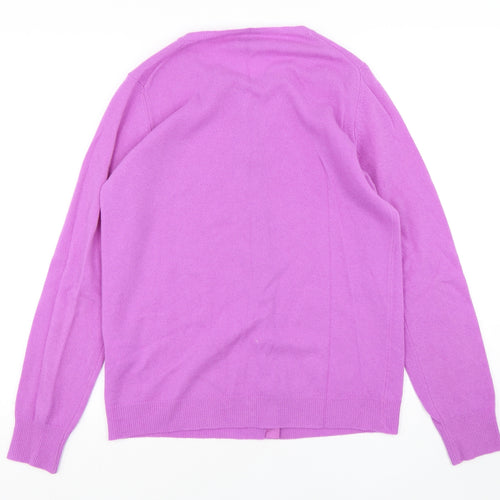 Stile Benetton Womens Purple Round Neck  Wool Cardigan Jumper Size L