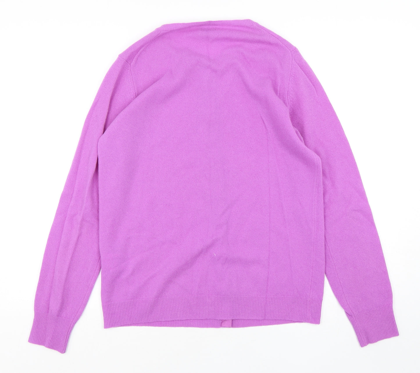 Stile Benetton Womens Purple Round Neck  Wool Cardigan Jumper Size L