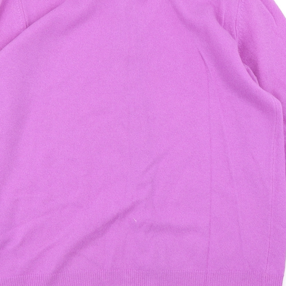 Stile Benetton Womens Purple Round Neck  Wool Cardigan Jumper Size L