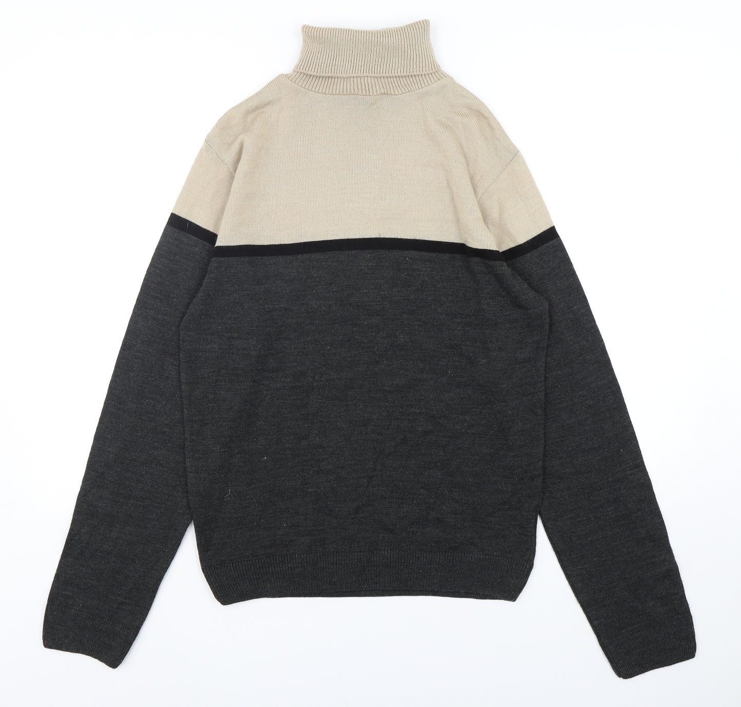 BoohooMAN Mens Multicoloured Roll Neck  Acrylic Pullover Jumper Size L