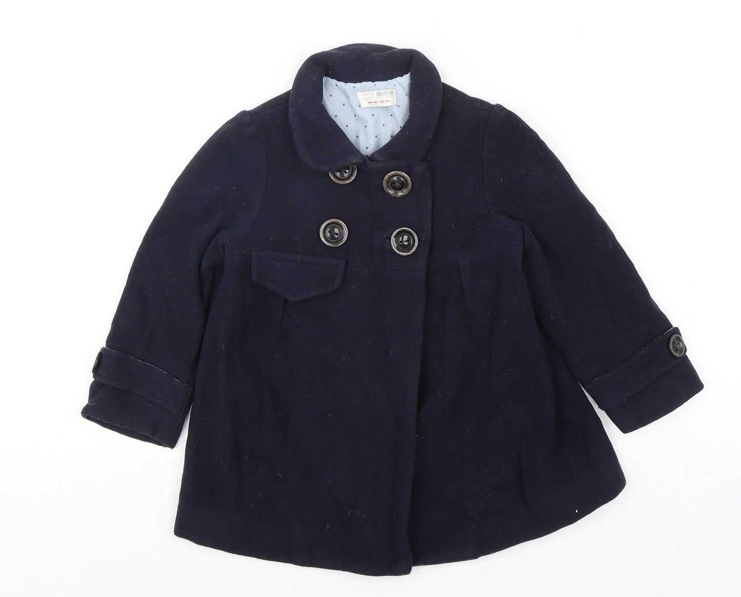 Zara Girls Blue   Overcoat Coat Size 18-24 Months